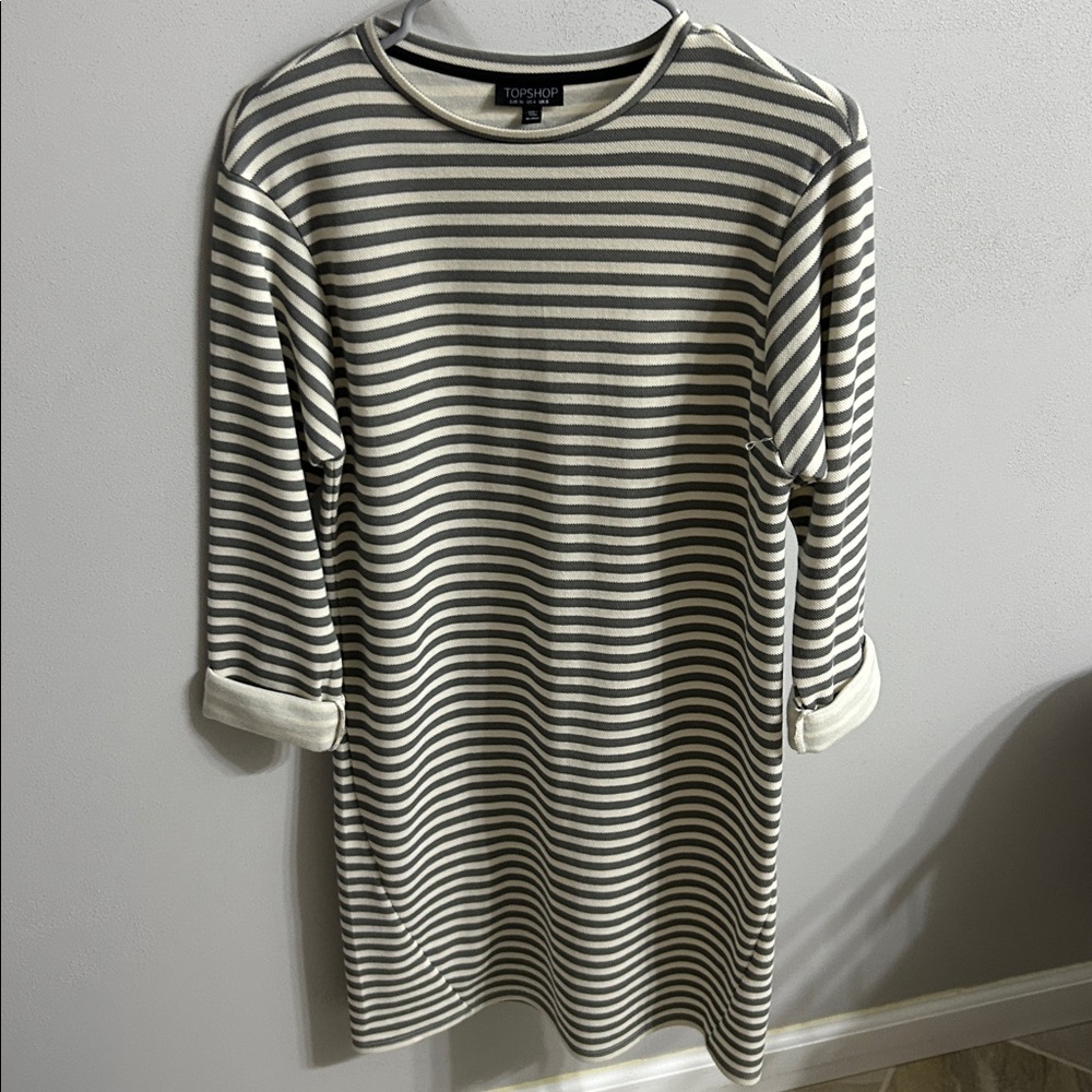 Topshop Cream and Gray Striped dress